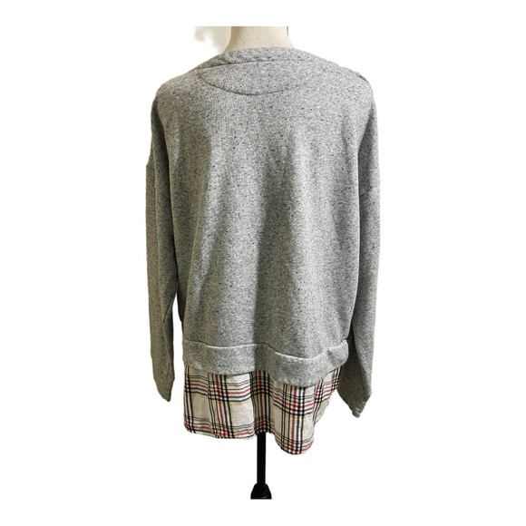 Izod womens tunic sweatshirt with bottom plaid cotton blend grey. Size.X-Large - Picture 4 of 7